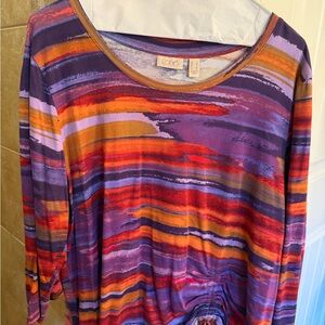 LOGO by Lori Goldstein Women's Colorful Long Sleeve Top